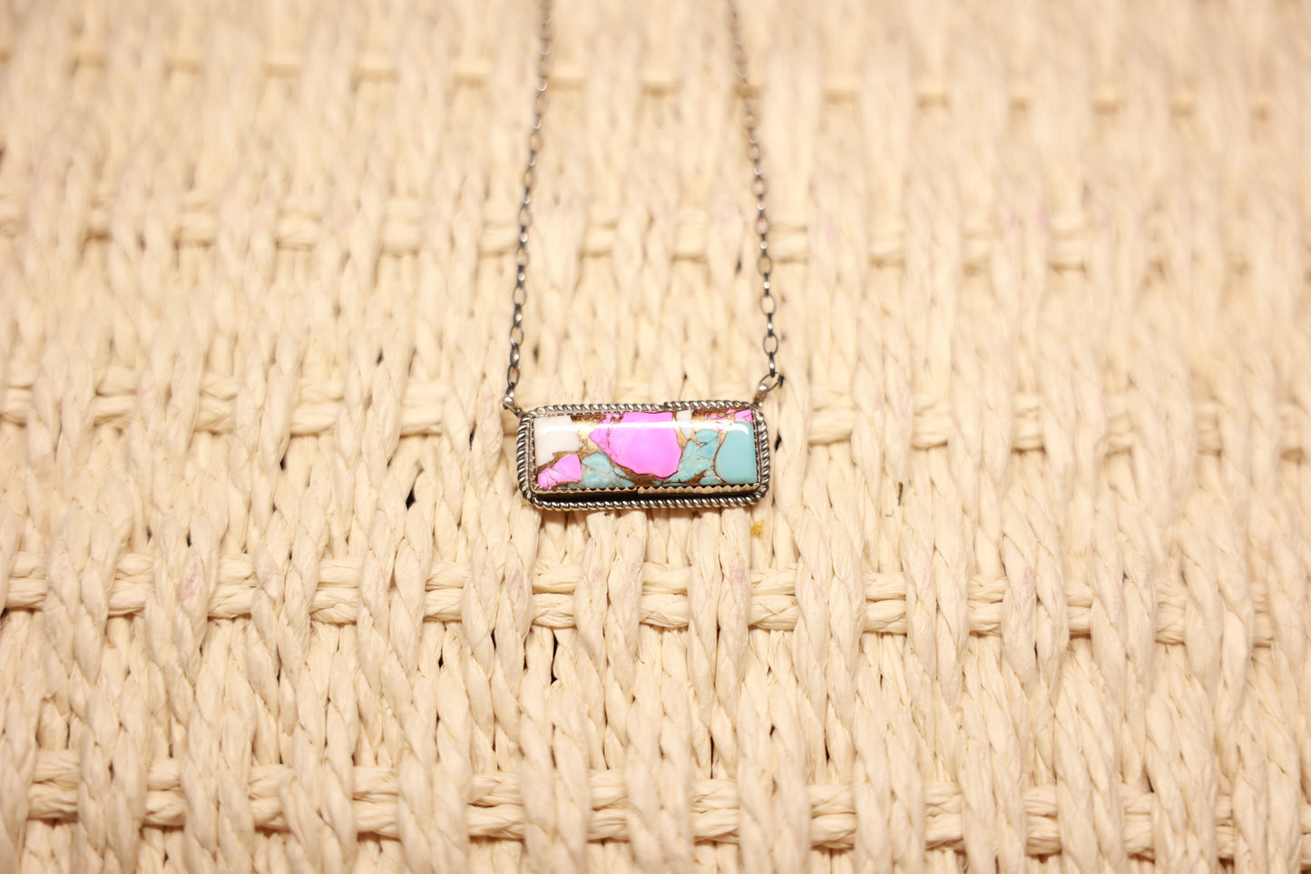 Cotton Candy Dahlia Bar Necklace