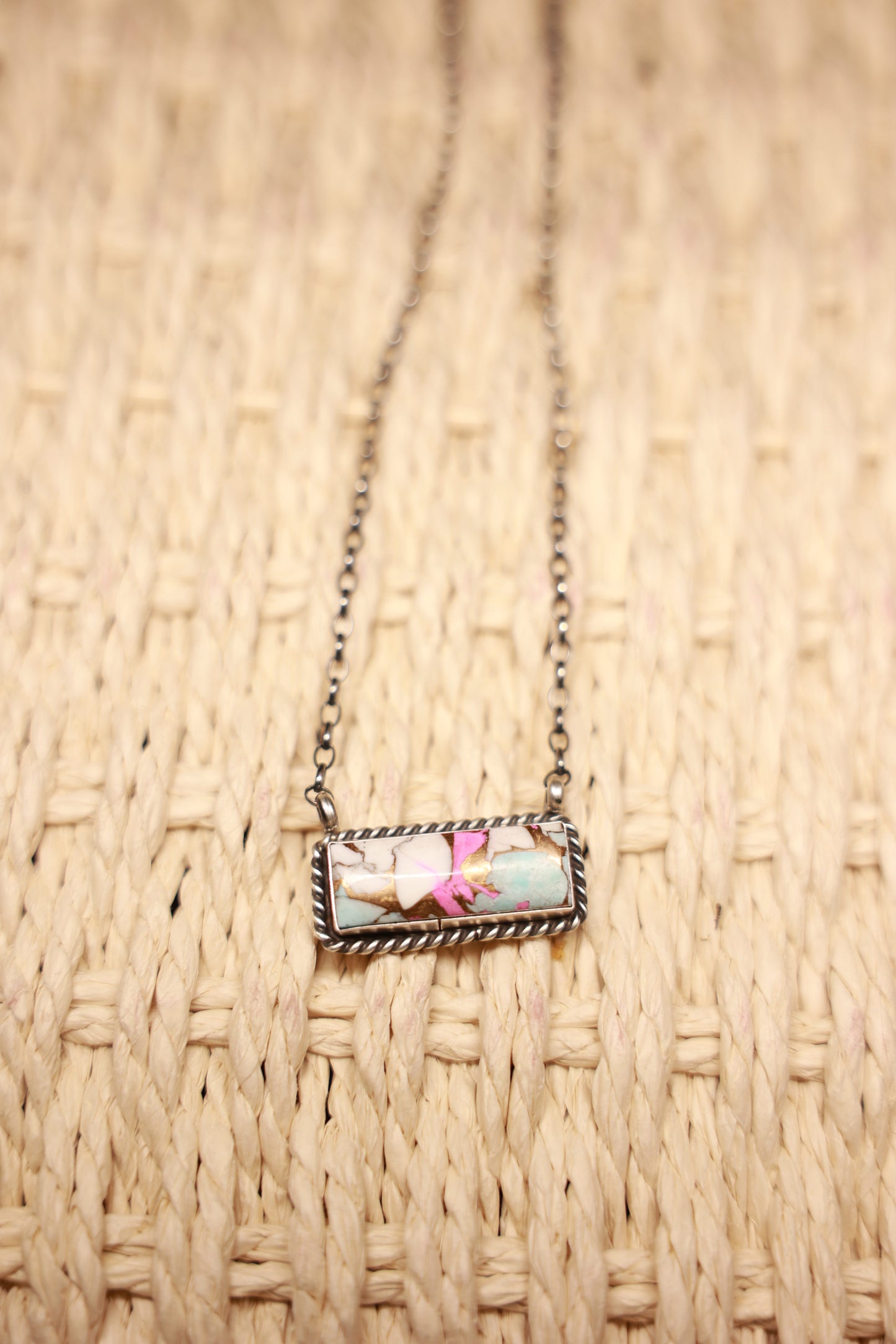 Cotton Candy Dahlia Bar Necklace