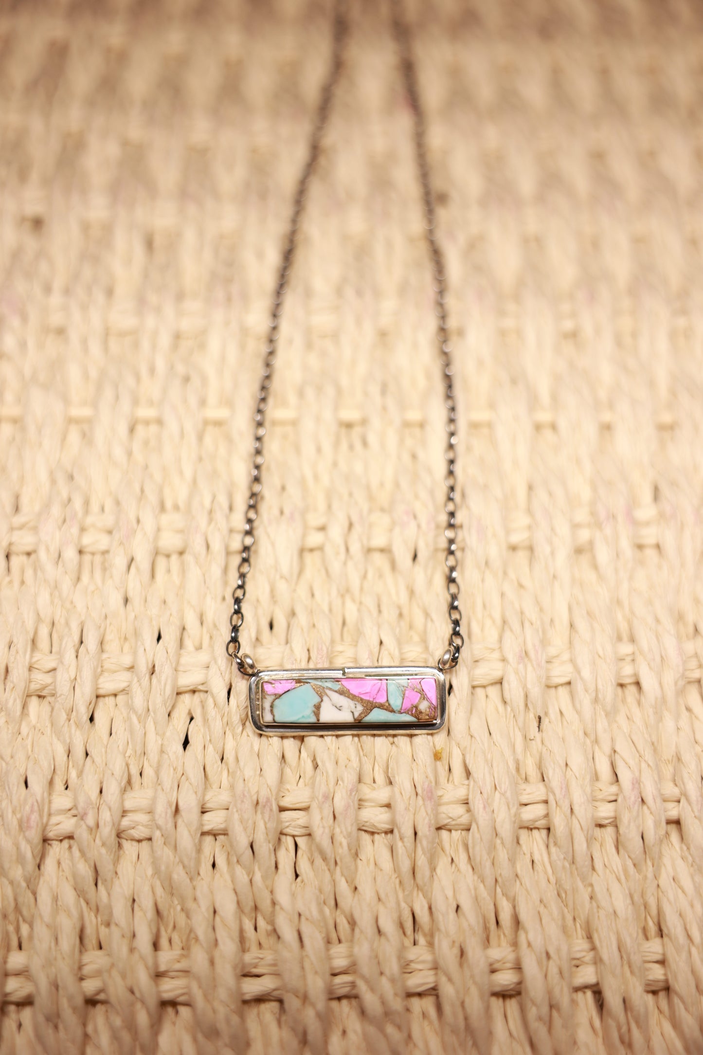 Cotton Candy Dahlia Bar Necklace