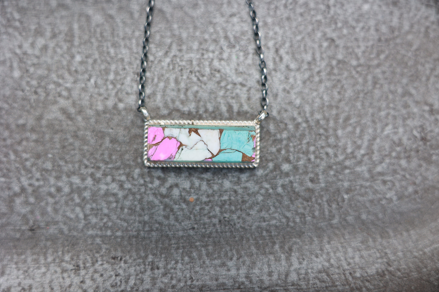 Cotton Candy Dahlia Bar Necklace