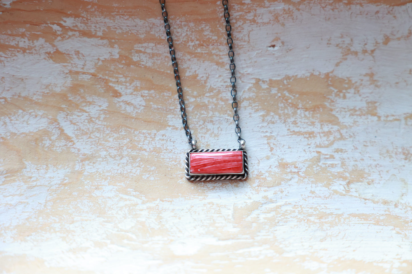Red Spiny Bar Necklace