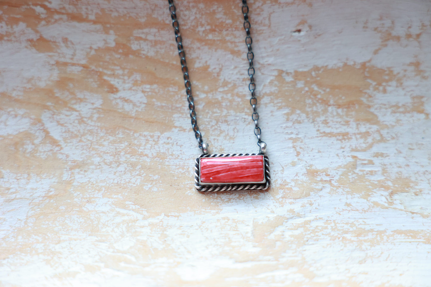 Red Spiny Bar Necklace