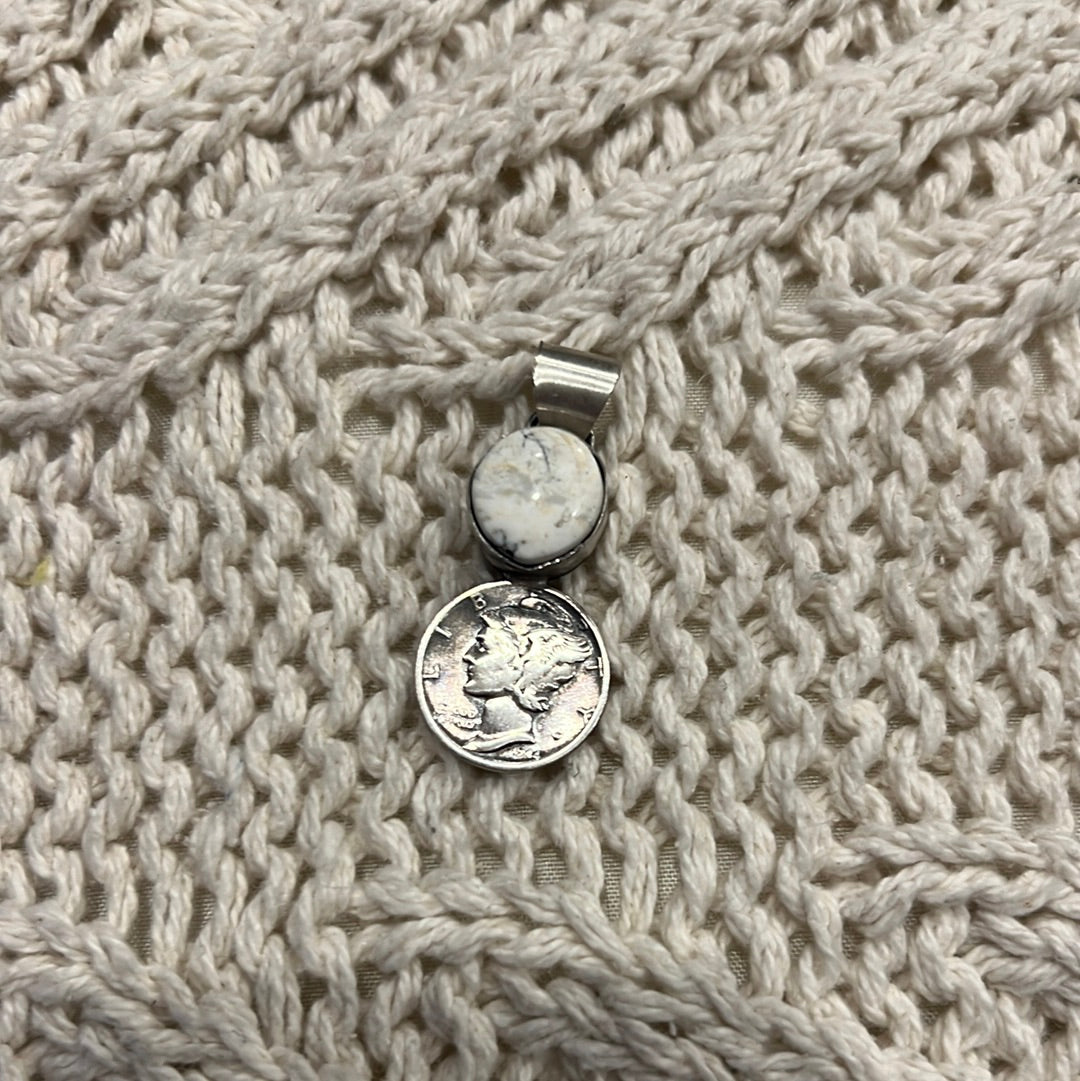 White Buffalo & Coin Pendant