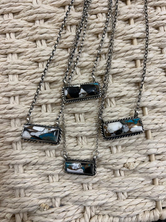 WB & Turquoise Bar Necklace