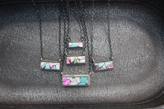 Cotton Candy Dahlia Bar Necklace