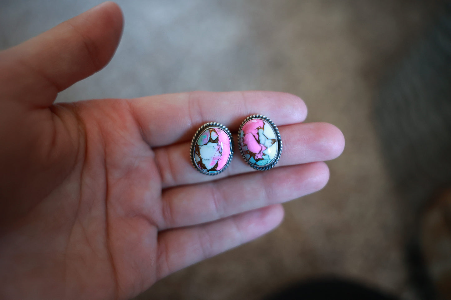 Cotton Candy Dahlia Studs