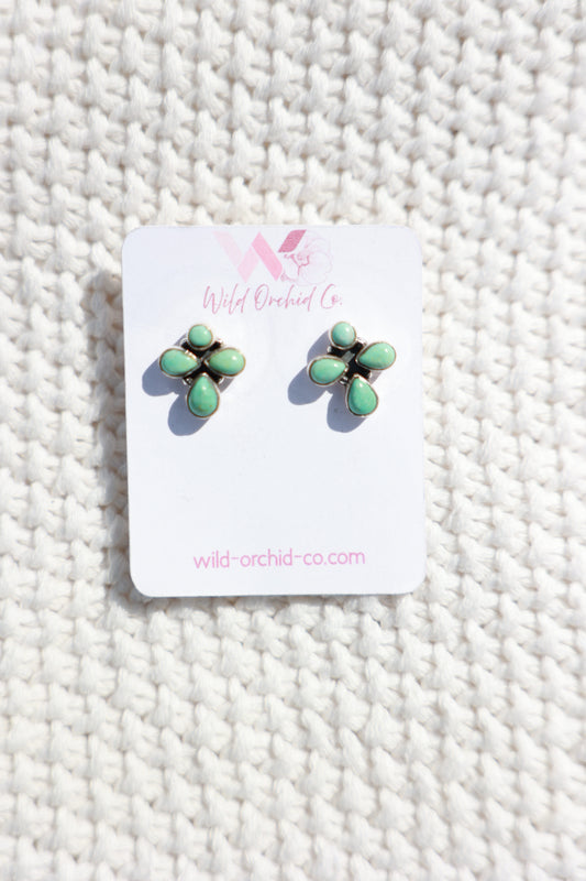 Cross Turquoise Studs