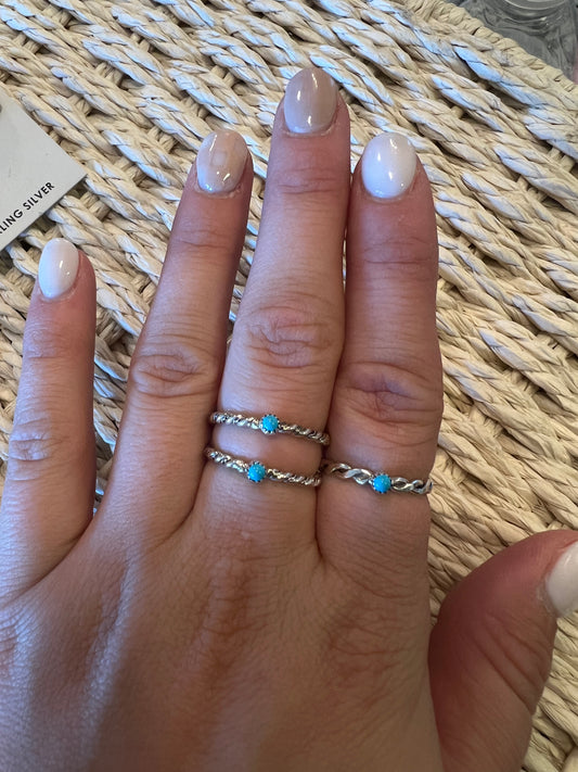 Sterling & Turquoise Twist Rings