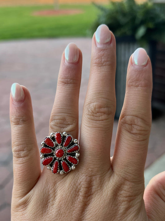 Red Spiny Cluster Ring