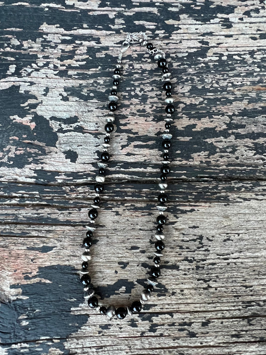 Onyx & Navajo Pearl Necklace